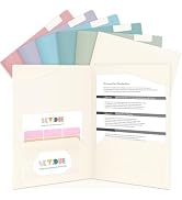 SKYDUE Pocket Folders with Tabs, 6 Pack Plastic File Folders with 2 Pockets and 18 Labels, Letter...