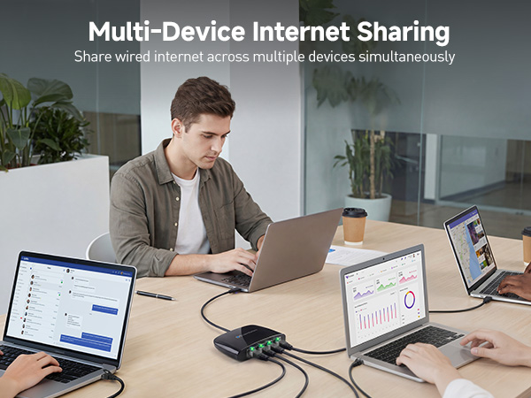 USB to 4-Port Gigabit Ethernet Switch