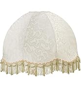 Aspen Creative 34502, Handsewn Off-White Spider Lamp Shade, Jacquard Textured Fabric with Fringe,...