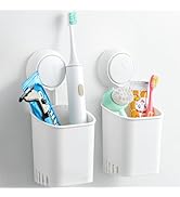 TAILI Suction Toothbrush Holder 2 Pack, Tumblers Replacement Shower Toothbrush Holder for Wall, P...