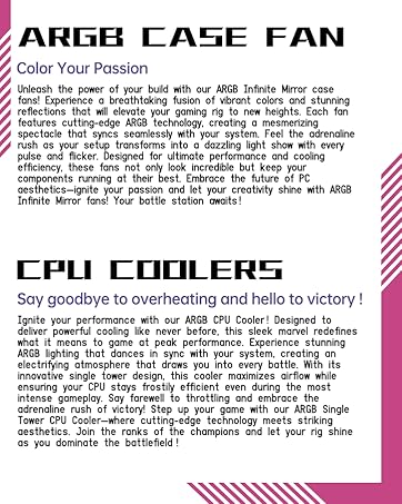 intruduce argb case fan and cpu coolers