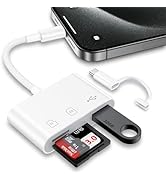 SD Card Reader for iPhone 16e/16 Pro Max/16 Pro/16 Plus/16/15/14/13/12/11/SE,Lightning &amp; USB C Mi...