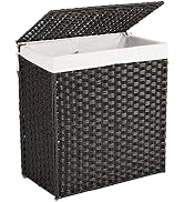 BIRDROCK HOME Divided Laundry Hamper with Lid - Brown - Double Sorter with Liner Bags - Large Col...