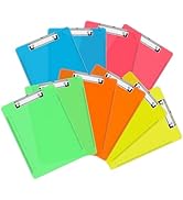 Plastic Clipboards, PANDRI 10 Pack Clear Colored Clipboards, Low Profile Clip Board 12.5 x 9 Inch...
