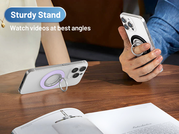 sturdy ring stand supports your phone at best angle for convenient use