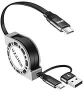 UZAHSK Retractable USB A/C to USB C Cable(4 Ft, 1Pack), 60W 3-in-1 USB-A/C to Type C Fast Chargin...