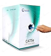 Cat5e Cable 1000ft - 24 AWG Solid CCA Conductors, CMR Jacket, UTP Cat 5e Internet Cable 1000ft, H...
