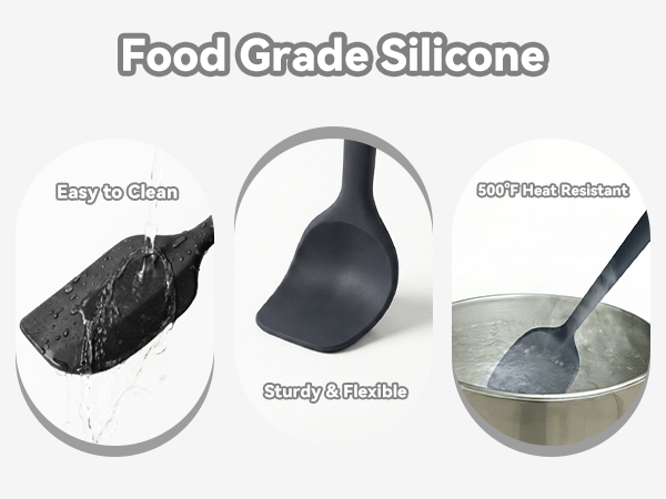 Silicone utensils for cooking, kitchen spatula set silicone, silicone bowl scraper, mixing spoons
