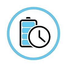 Blue clock and battery icon