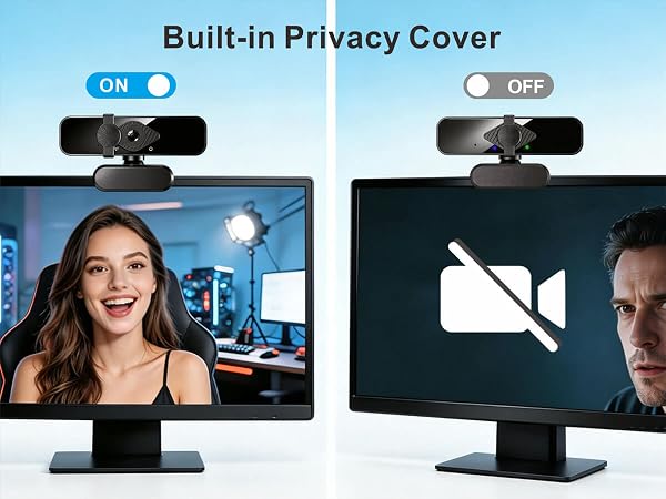 4K usbc webcam for PC monitor mac with privacy cover, physically block the lens when not in use.