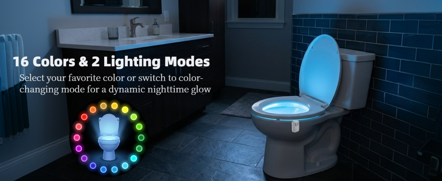 chunace USB-C rechargeable and 16colors toilet light soft glowing in the nighttime