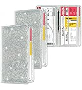 Bling Car Registration and Insurance Holder, PU Leather Vehicle Glove Box Organizer Wallet Case O...