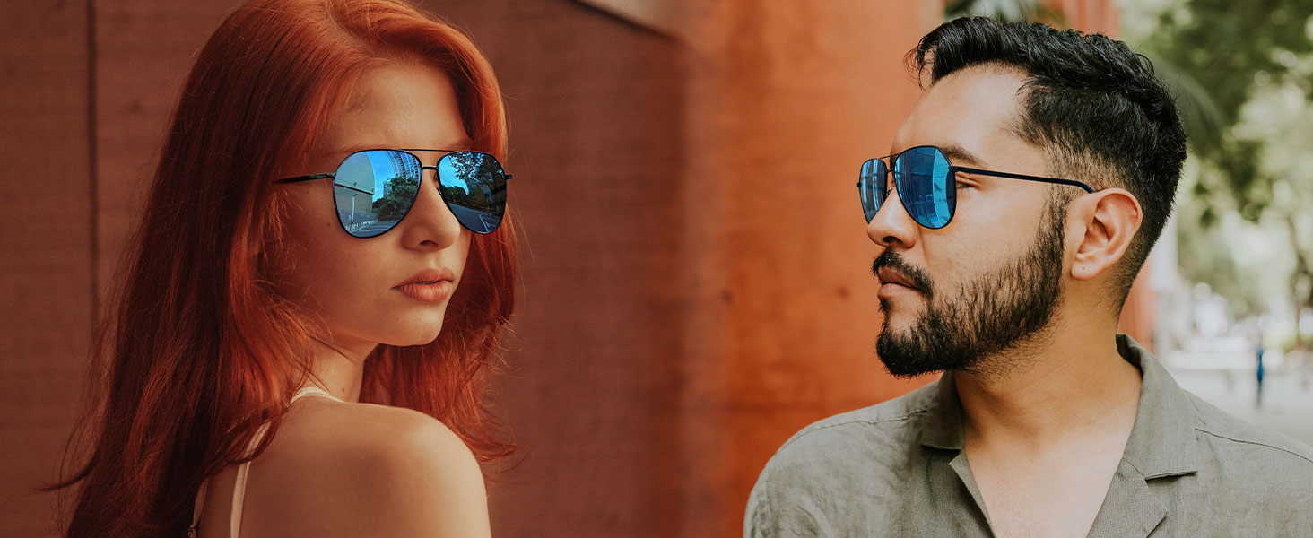 Joopin Blue Sunglasses for Women Men with Spring Hinge