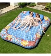 JOSEN Inflatable Tanning Pool Lounger Float with Sprinkler, XXL Large Pool Floats Adult Heavy Dut...