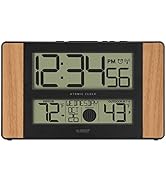 La Crosse Technology Atomic Digital Clock with Outdoor Temperature, Wood Oak, 0