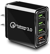 USB Charger 40W QC3.0 USB Wall Charger, CARZONJX 5V/3.1A 4 Port USB Fast Charger [with LED Light]...