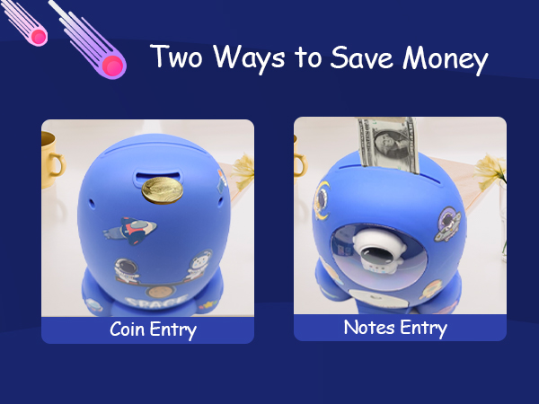 Rocket Ship Piggy Bank for Boys Money Safe Piggy Banks for Kids Cash Coin Can ATM Bank Coin