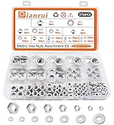 Dianrui 276PCS Metric Hex Nuts Assortment Kit with Flat Washers, 7 Size Hexnut and Flat Washer Se...