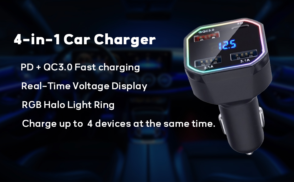 4 Port USB car charger