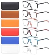 BLOEXCLU 6 Pack Reading Glasses for Men Sports Style Blue Light Blocking Readers with Spring Hing...