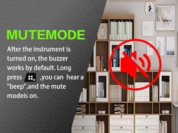 mute mode: long-press the key to activate it and disable the buzzer