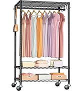 FUTASSI P6 Rolling Clothes Rack Heavy Duty, Clothing Racks for Hanging Clothes, Freestanding Garm...
