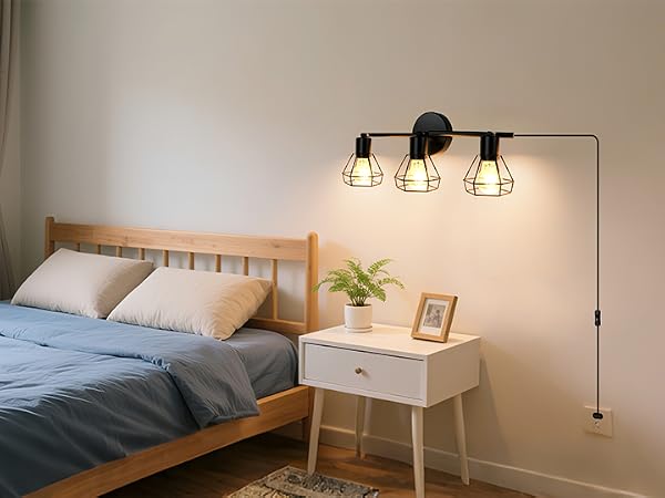 wall lights for bedroom plug in