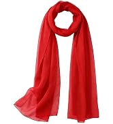 Bawnhaw Large Chiffon Scarves for Women Lightweight Breathable Soft Solid Color Head Scarf Long F...