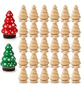 Frcctre 30 Pack Unfinished Wooden Christmas Trees, Natural Wooden Miniature Trees Blank Wooden Pe...