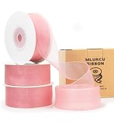 Mlurcu Rose Gold Ribbon Organza Ribbon Sheer Ribbon 1 Inch x 75 Yds Dusty Rose Pink Clear Chiffon...