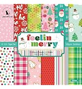LZBRDY 24 Sheet 6"X6" Merry Christmas Craft Paper Pad - Santa, Tree, Snowflakes, 160GSM for Scrap...