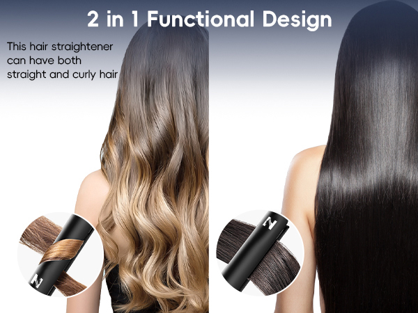 2 in 1 Hair Straightener and Curler - Create Wavy Hair and Smooth Straight Hair