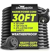 30FT Marine Shore Power Cord 30 Amp, NEMA L5-30P to L5-30R Twist Lock, 125V 10AWG SJTW Extension ...