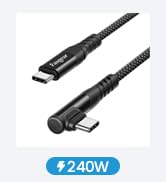 240W USB C to USB C Cable - Fasgear 1 Pack 6ft PD 3.1 USB 2.0 Type C Cord 5A Fast Charging 90 Deg...