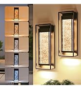 LUTEC 2 Pack Outdoor Wall Light Fixtures, 5 Color Temperature Porch Light Wall Sconce with Crysta...