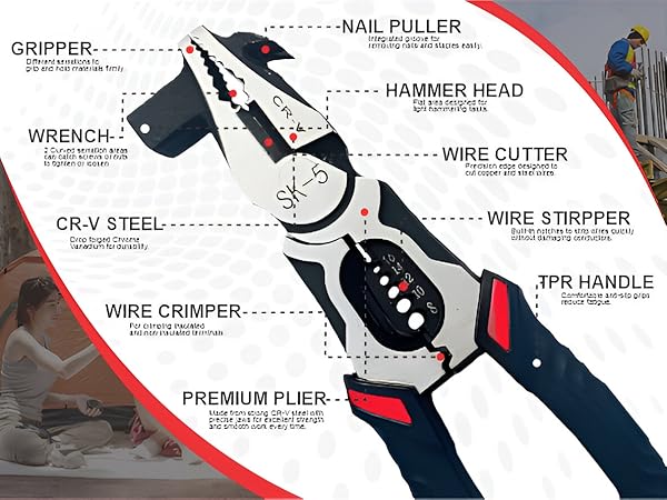 All in One Electrical Plier Heavy Duty Multifunction Wire Tools Precision Cutter Crimpers