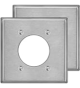 [2 Pack] BESTTEN 2.15 Inch Oversize Single Hole 2-Gang Standard Size Metal Wall Plate with White ...