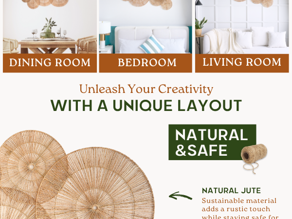 Chi An Home jute wall decor set for dining room, bedroom, and living room with natural charm