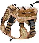 Heavy-Duty Tactical Dog Harness for Large Dogs, No Pull Adjustable Reflective Pet Vest with Molle...