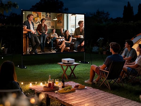 120inch Outdoor Projector Screen with Stand for Home Theater and Backyard Movie Night