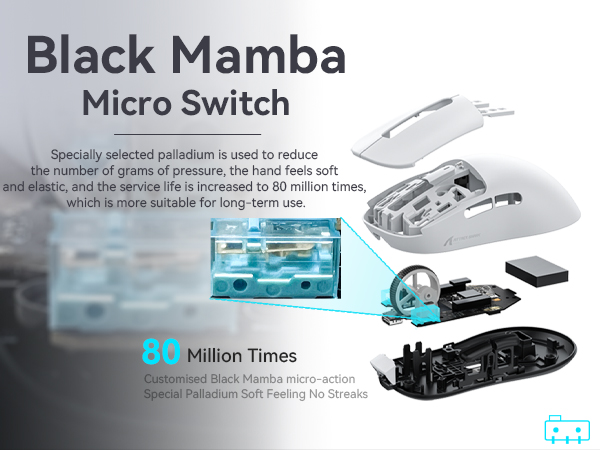 49g Ultra-lightweight Design &amp; 100% Virgin Grade PTFE Magnetic Charging Dock Super Long Battery Life