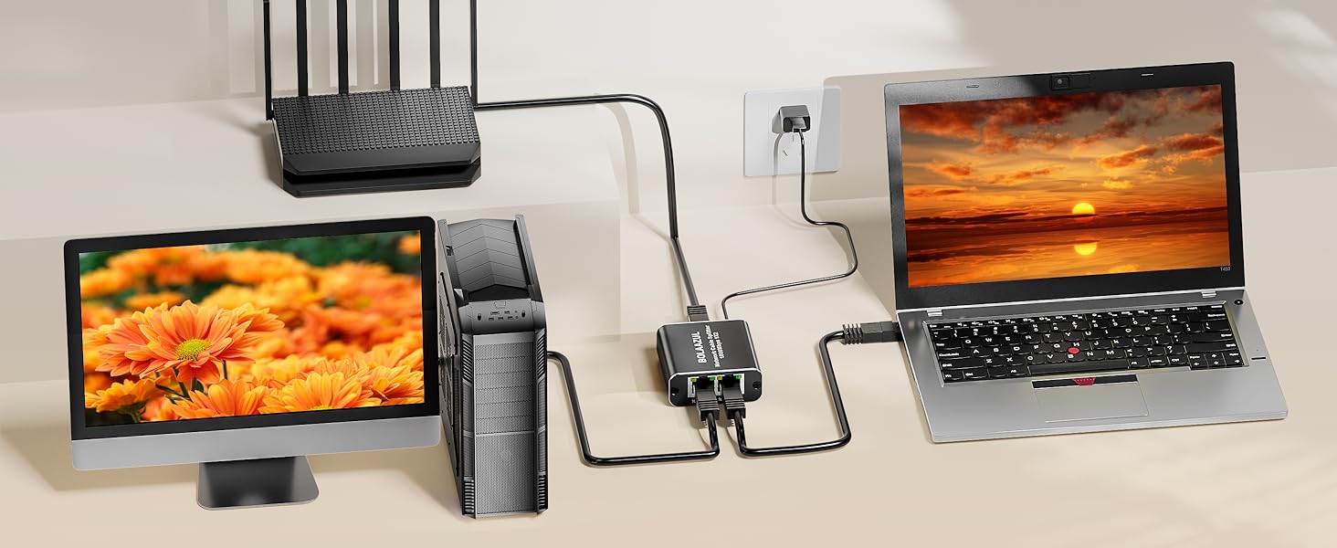 RJ45 Network Splitter Adapter network extension plug Lan splitter gigabit Extender Plug 1 to 2