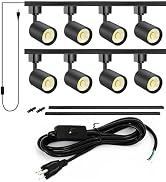 VANoopee with 10FT Plug Cord - 8-Light LED Track Lighting Kit with 6.6FT H Type Track Rails, Dimm...