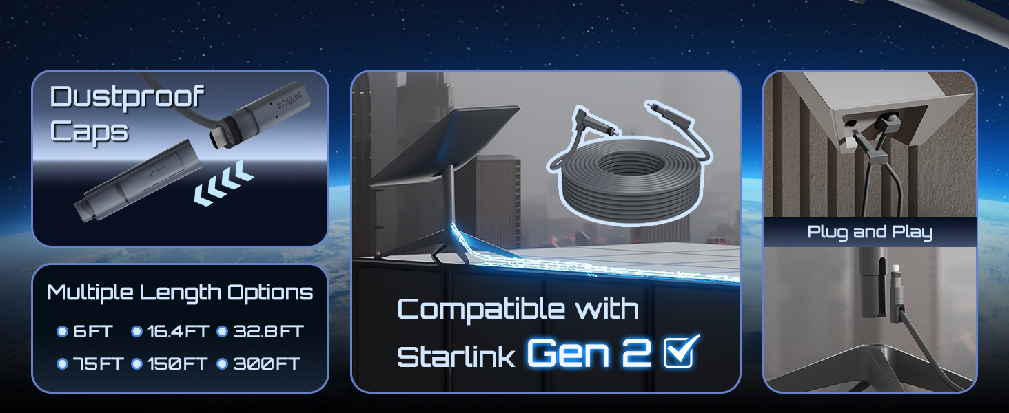 Starlink Cable Gen 2 75FT, Extension Replacement Cable