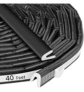 Weather Stripping for Doors &amp; Windows, 40 Feet V Shape Adhesive PU Foam Door Seal, Black Soundpro...
