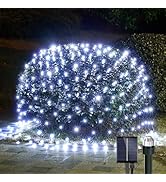 WBao Solar Christmas Net Lights 200LED F8 Big Bulbs, 8.4ft x 5.2ft Christmas Bushes Lights with R...