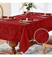 Romanstile Valentine Jacquard Rectangle Tablecloth - Winter Waterproof Damask Floral Decorative T...