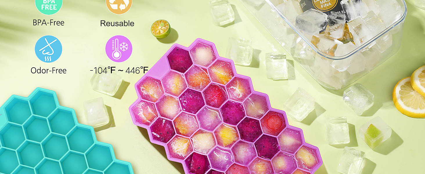 2 Pack Ice Cube Tray with Lid