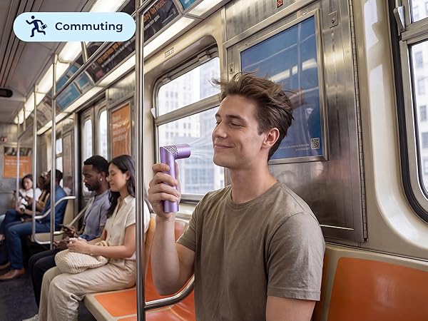 mini personal fan for hot weather cooling on the go during travel commuting or outdoor use