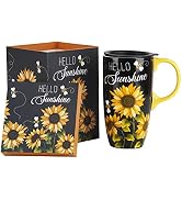 Topadorn Ceramic Coffee Travel Mug with Gift Box, 17 Oz Tea Cups with Handle &amp; Lid for Latte, Tea...